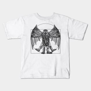 The Cthulhu Vitruvian Man Design: A Lovecraftian Twist on a Renaissance Classic Kids T-Shirt